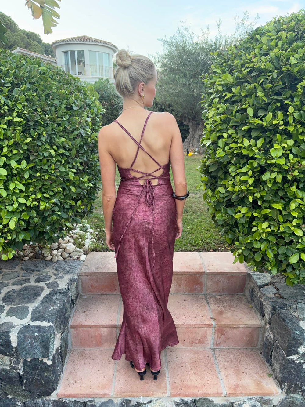 Kianna kjole med mønster - Bordeaux