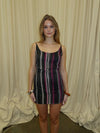 Jeslia kjole med striber - Sort/bordeaux/beige