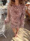 Safaria kjole med zebraprint - Off white/brun
