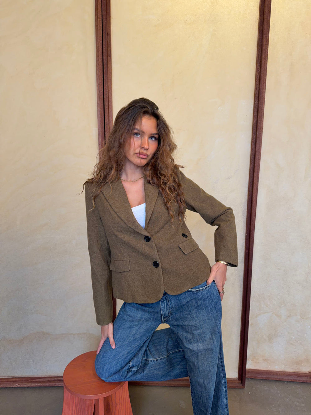 Anahita kort blazer - Kaki