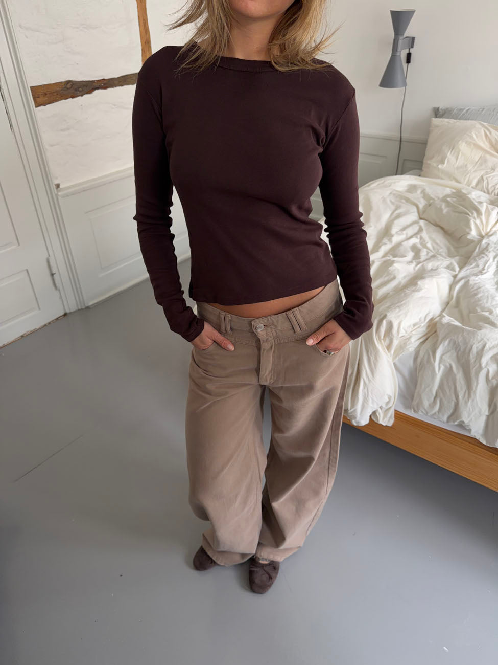 Roleo langærmet bluse - Brun
