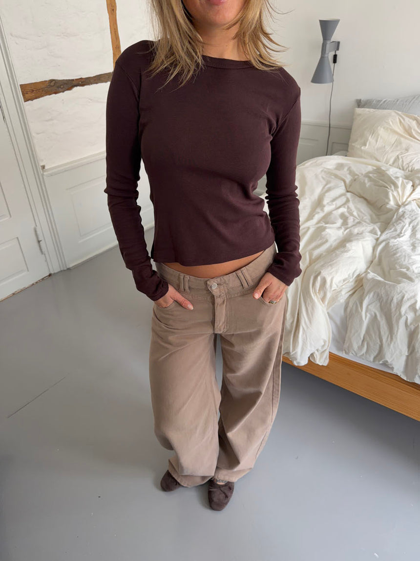 Roleo langærmet bluse - Brun