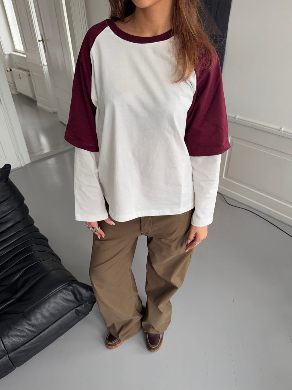 Blaine t-shirt med lange ærmer - Rød/hvid