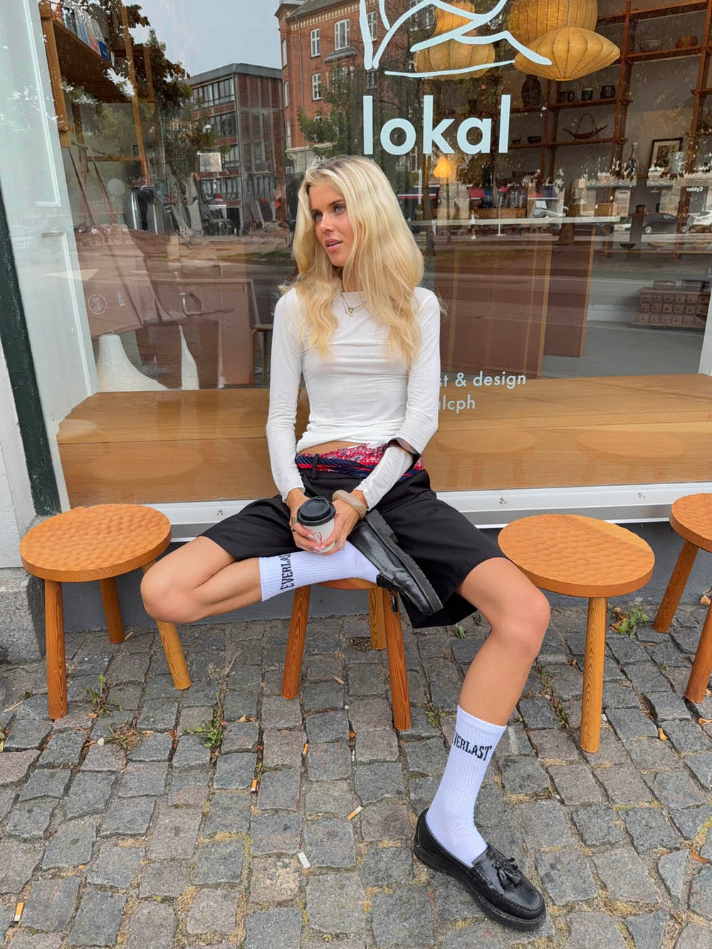 Kaia langærmet cashmere bluse - Hvid