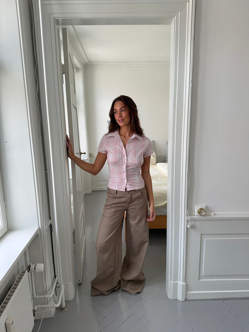 Selia lavtaljede jeans - Taupe