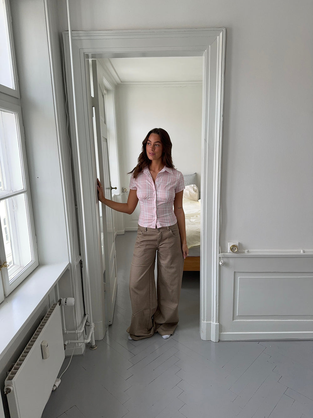 Selia lavtaljede jeans - Taupe