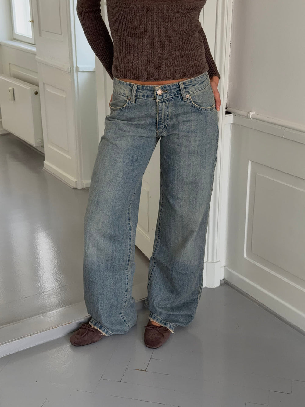 Tuva lavtaljede jeans - Lys denim