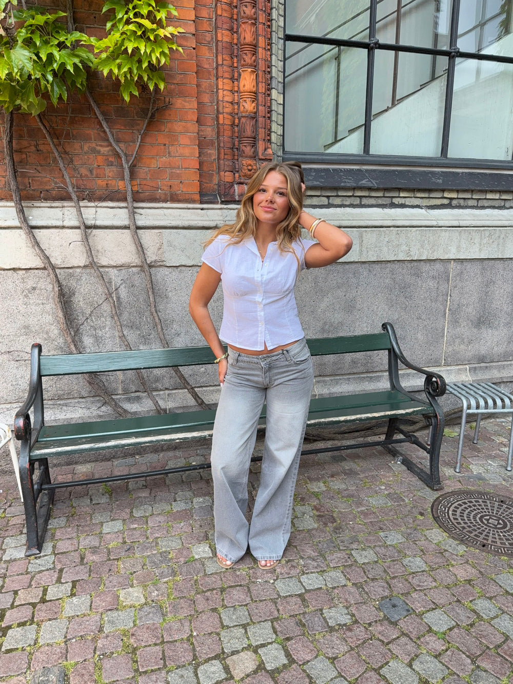 Ranya lavtaljede jeans - Lys grå