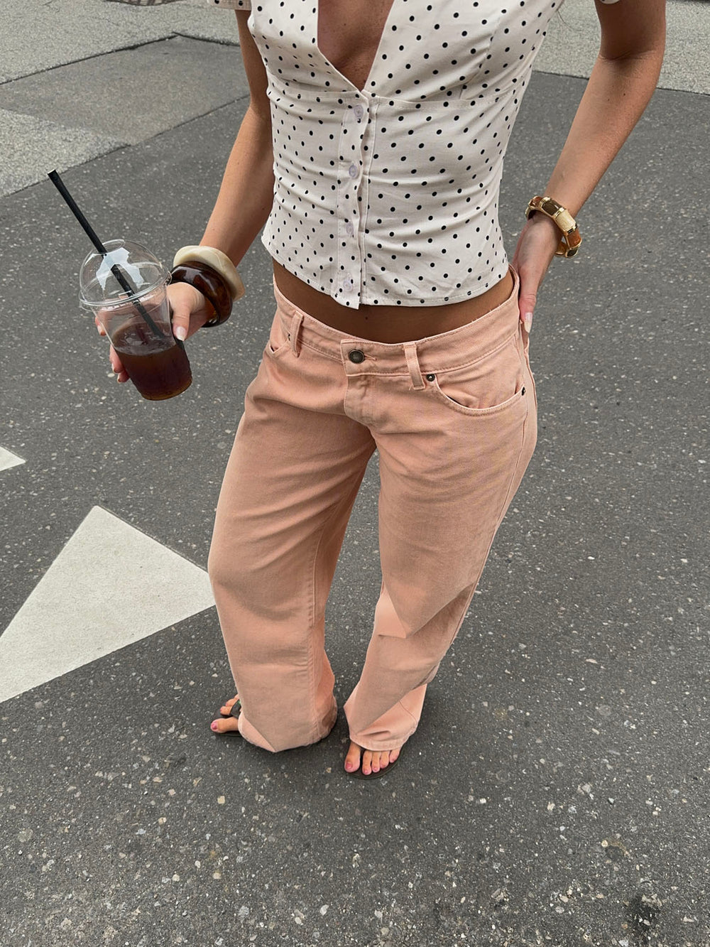 Emmaline lavtaljede jeans - Orange