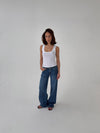 Floraline lavtaljede jeans - Blå denim