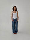 Floraline lavtaljede jeans - Blå denim