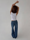 Floraline lavtaljede jeans - Blå denim