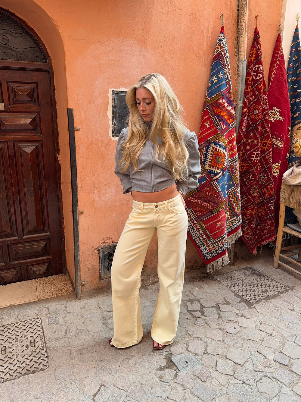 Audrena lavtaljede jeans - Gul