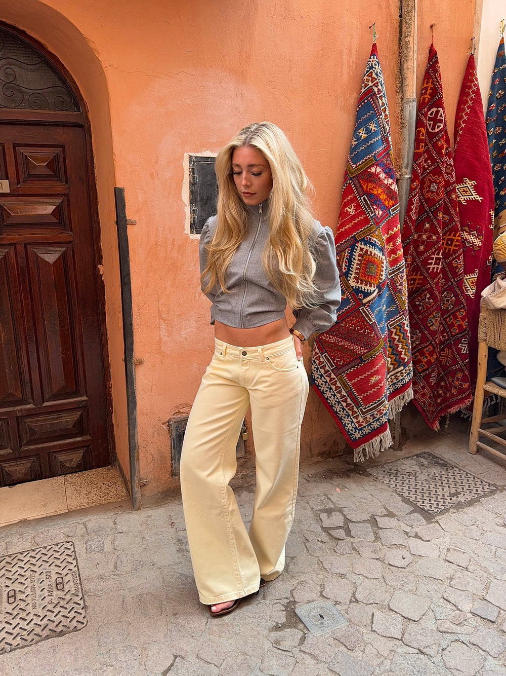 Audrena lavtaljede jeans - Gul