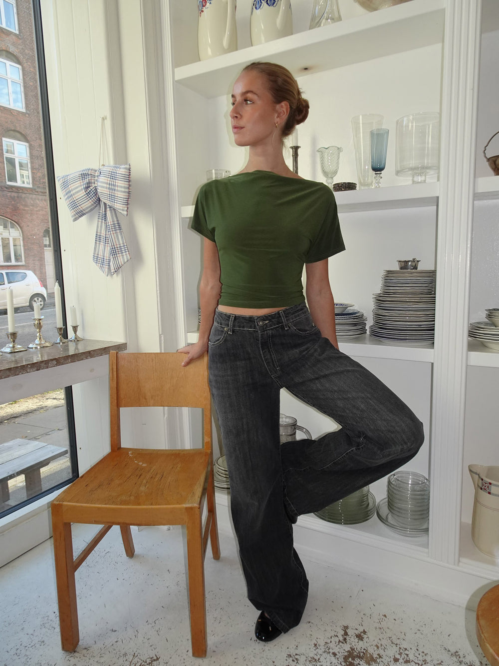 Alaia lavtaljede jeans med lyn detalje - Grå denim