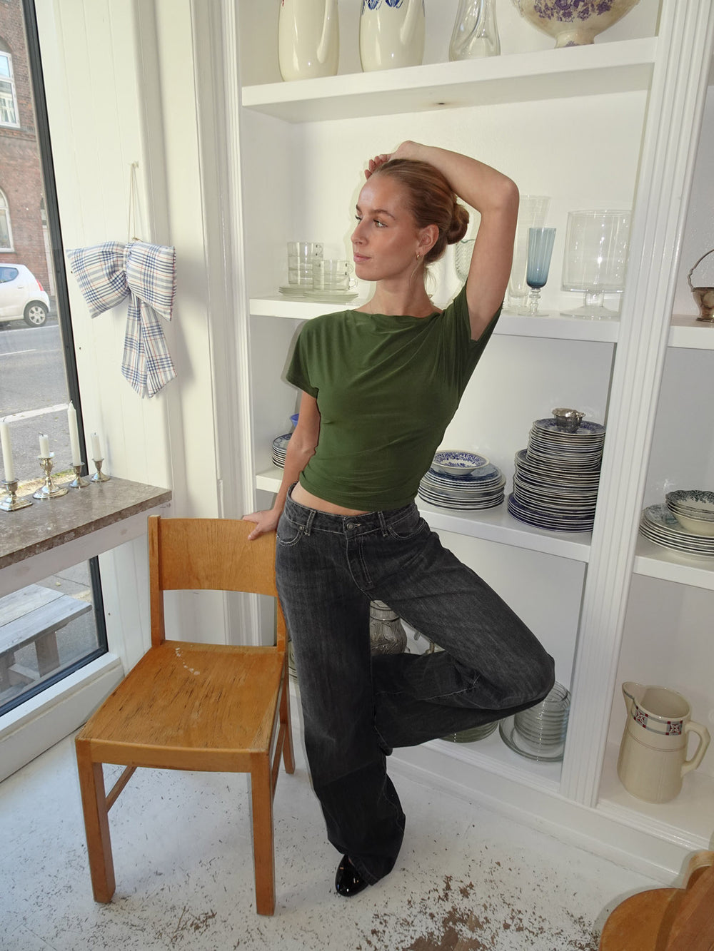 Alaia lavtaljede jeans med lyn detalje - Grå denim