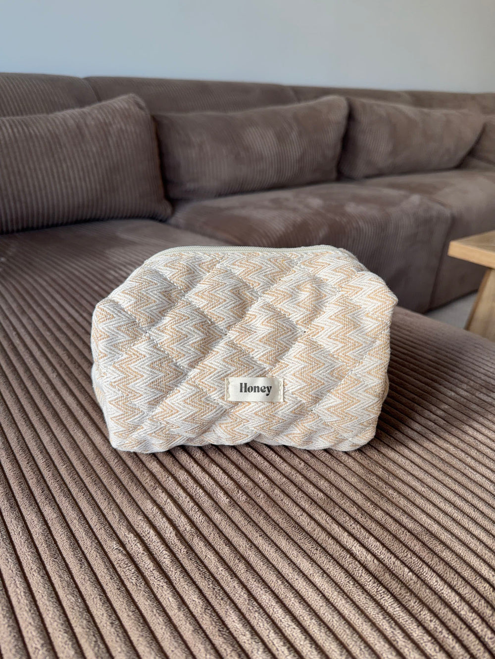 Honey lille toilettaske med mønster - Beige