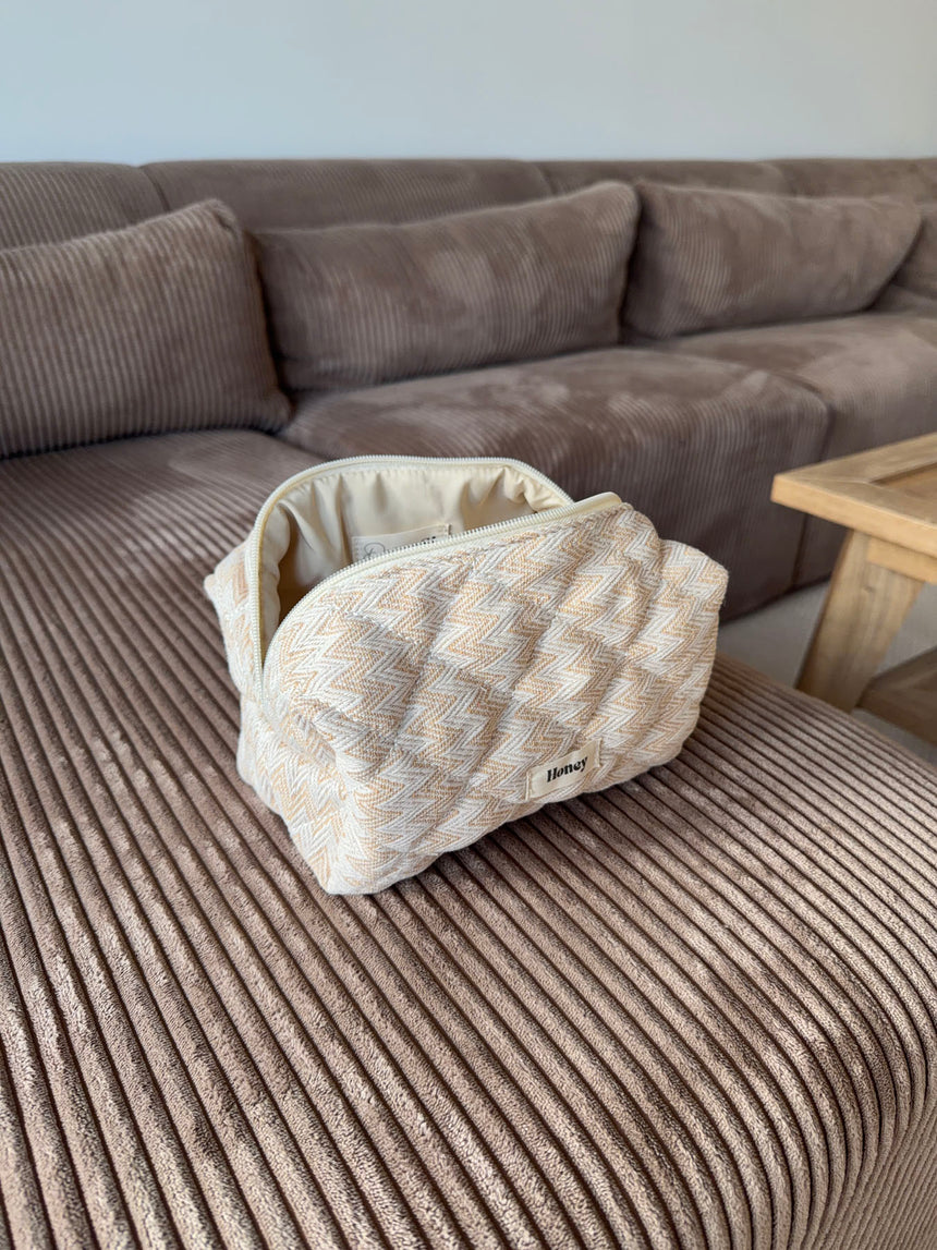 Honey lille toilettaske med mønster - Beige