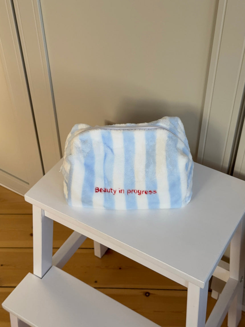 Honey lille toilettaske med striber - Hvid/blå