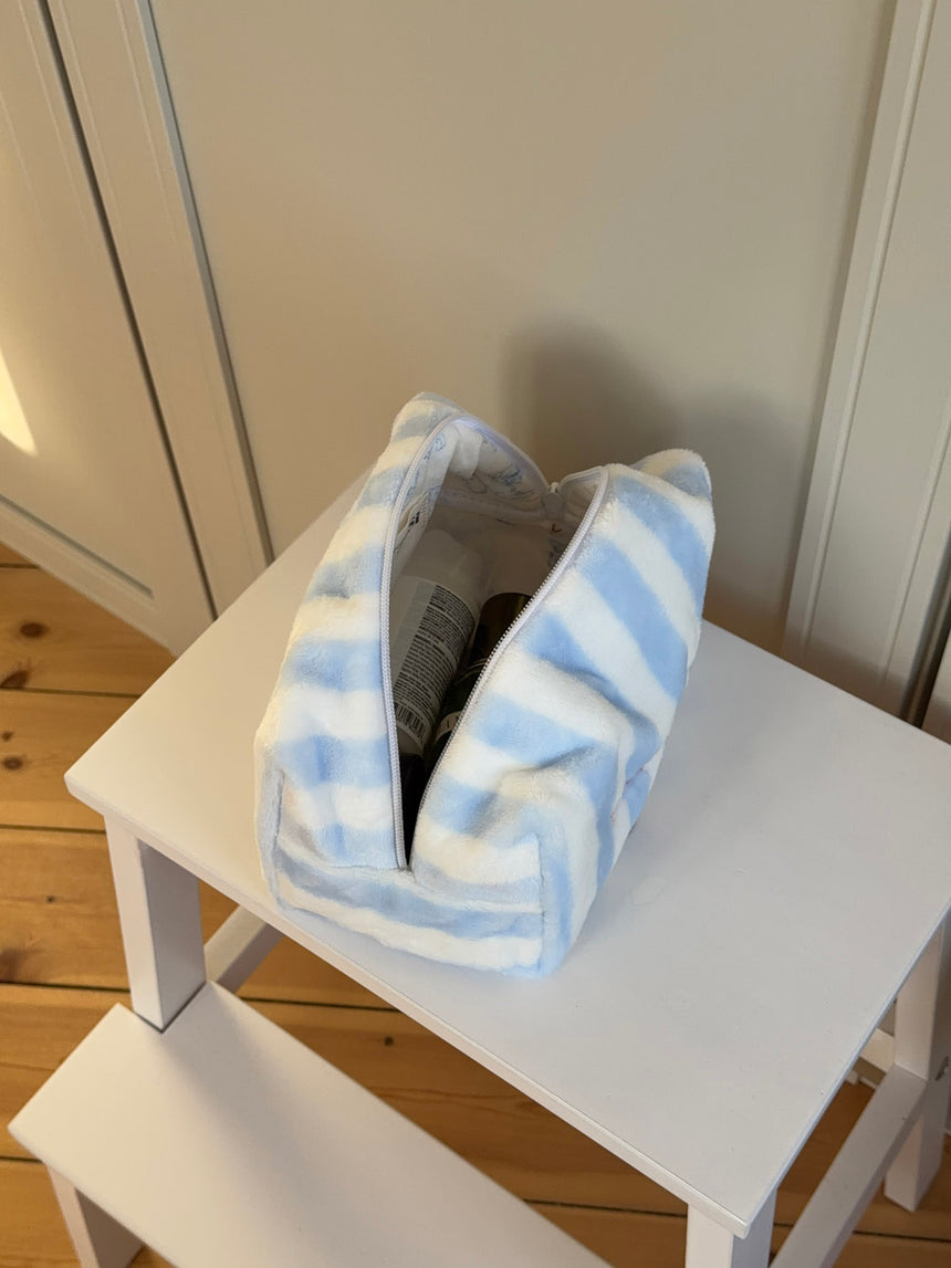 Honey lille toilettaske med striber - Hvid/blå