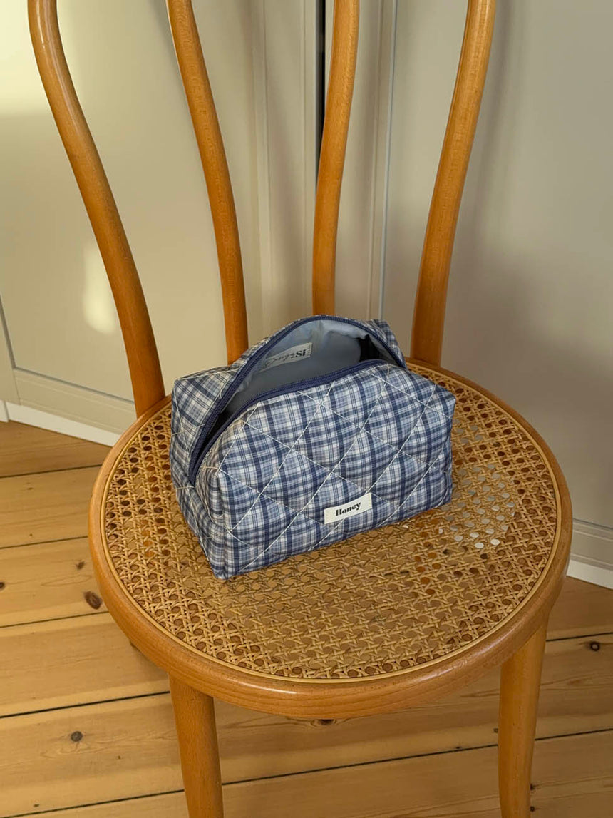 Honey lille toilettaske med tern - Blå