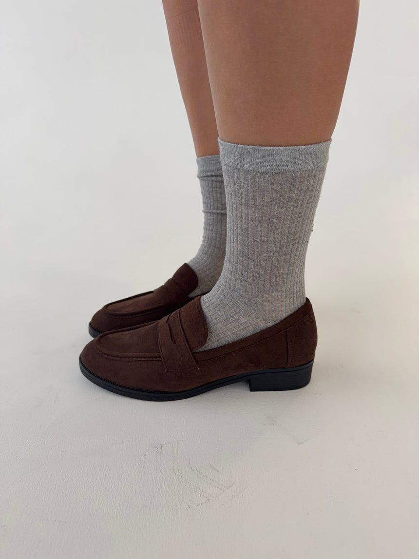 Blova loafers i imiteret læder - Brun