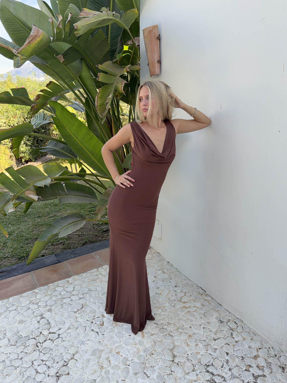 Flora maxikjole - Brun