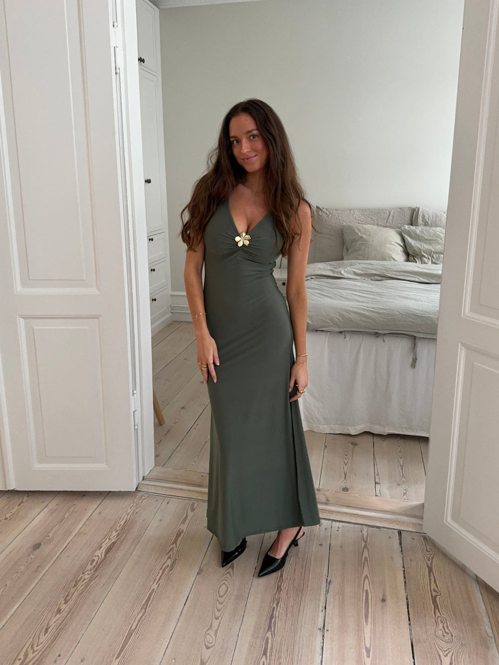 Tita maxikjole - Sagegrøn