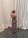 Ganny maxikjole med prikker - Brun/beige