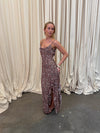 Ganny maxikjole med prikker - Brun/beige