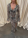 Amy kjole i zebraprint - Sort/hvid