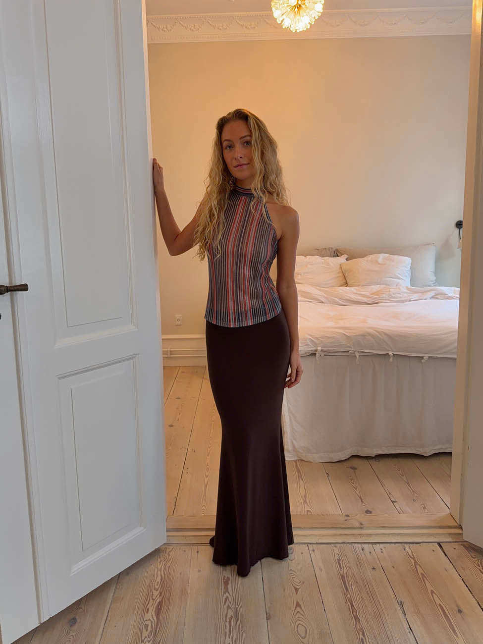 Chifona maxinederdel - Brun