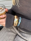 Eivora armbånd med striber - Blå nuancer/guld