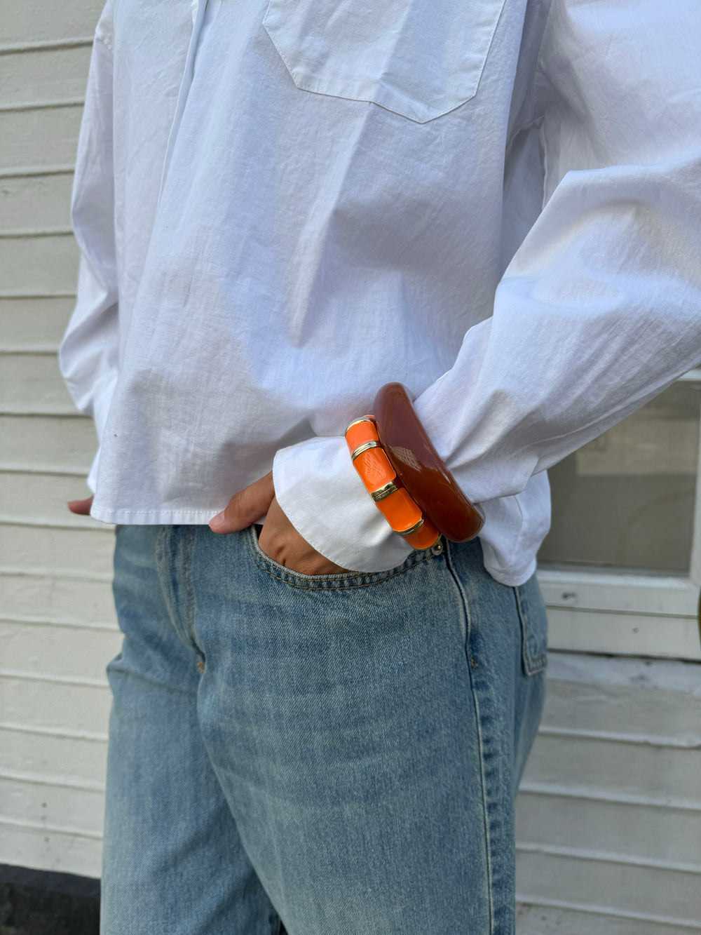 Ebony armbånd med striber - Orange/guld