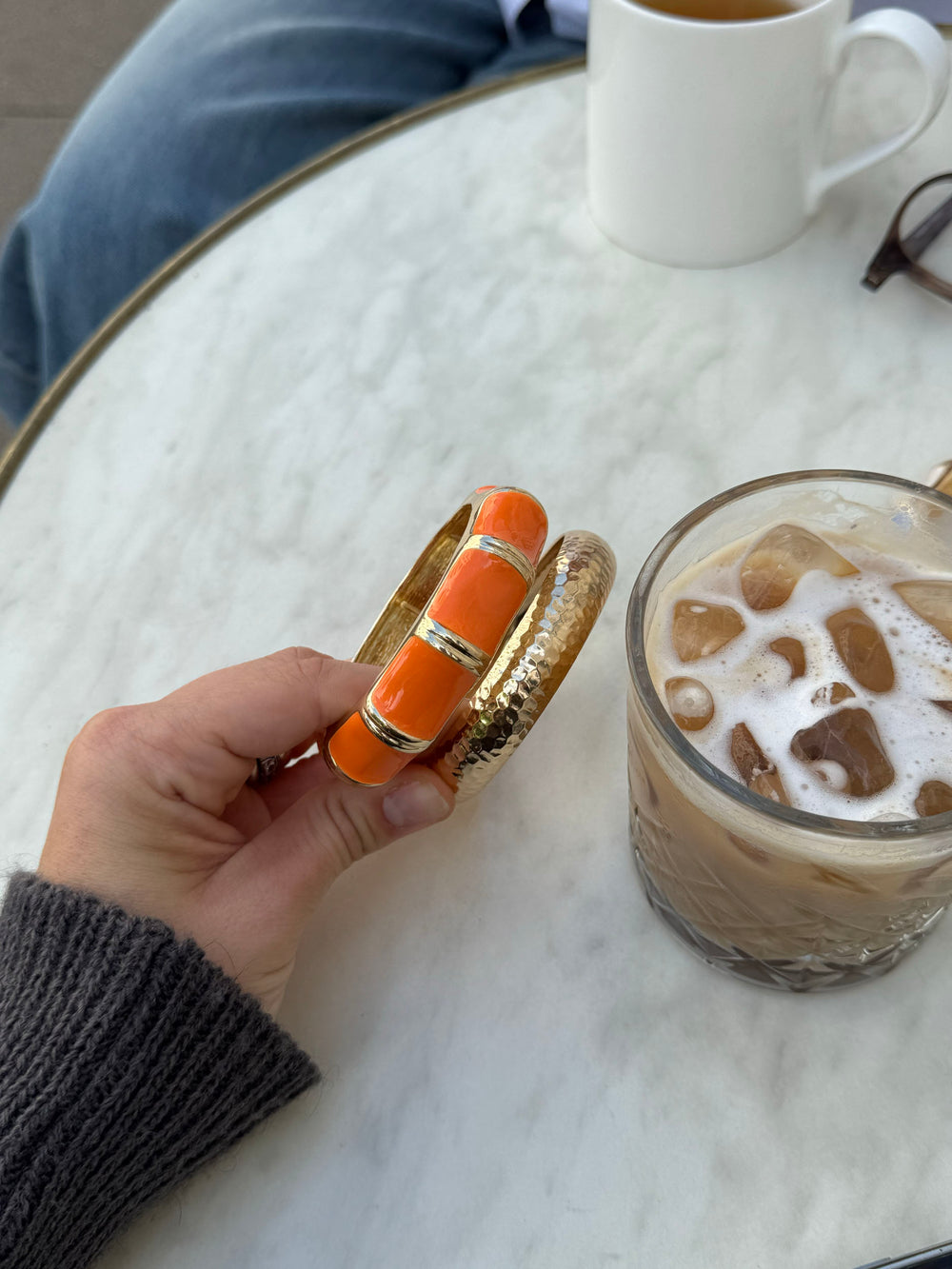 Ebony armbånd med striber - Orange/guld