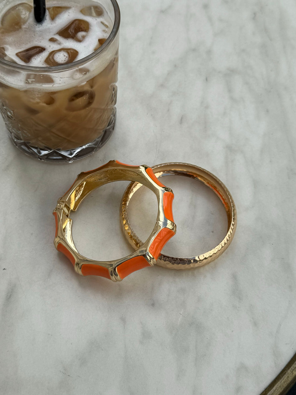 Ebony armbånd med striber - Orange/guld