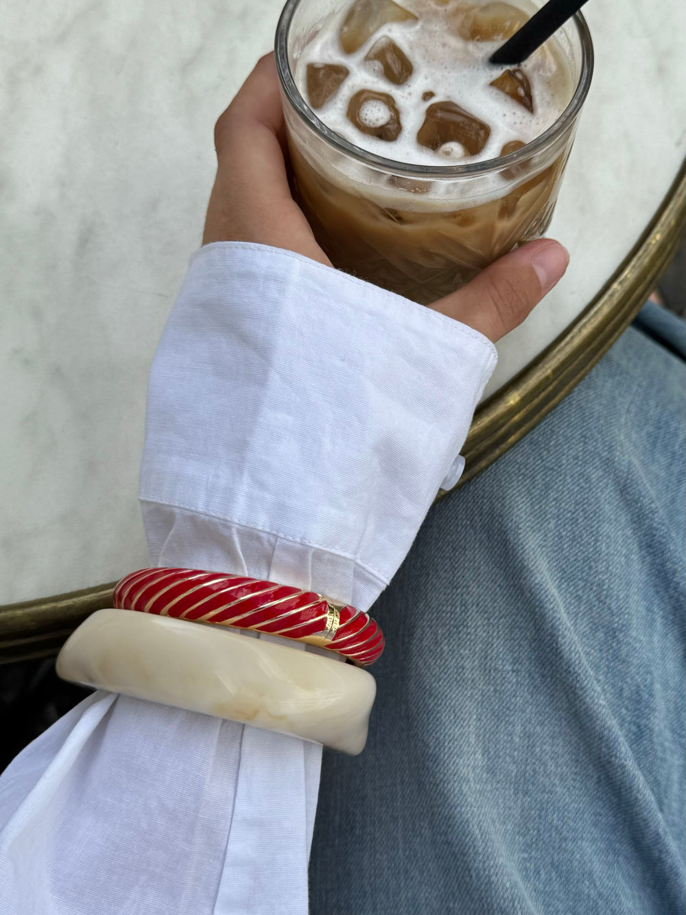 Eivora armbånd med striber - Rød/guld
