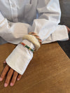 Sola armbånd med striber - Grøn/off white/brun/guld