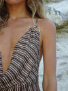 Sabi meshkjole med striber - Brun/cream
