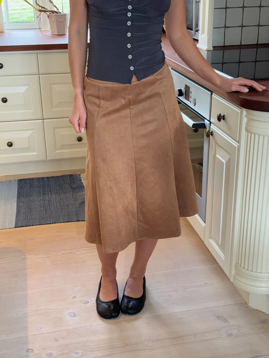Gemma midinederdel - Brun