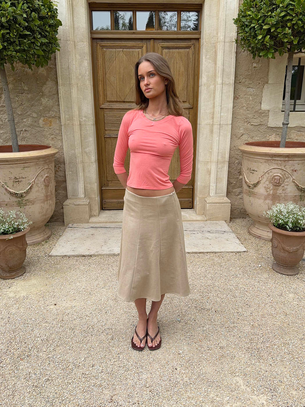 Gemma midinederdel - Beige