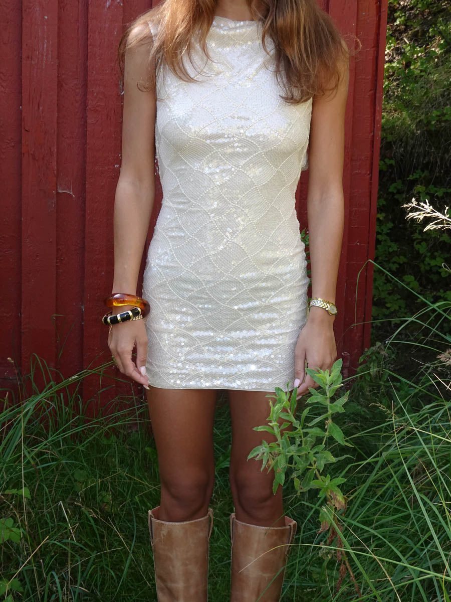 Kasy minikjole med pallietter - Beige