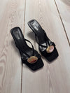 Annaline mules med gulddetalje - Sort/guld