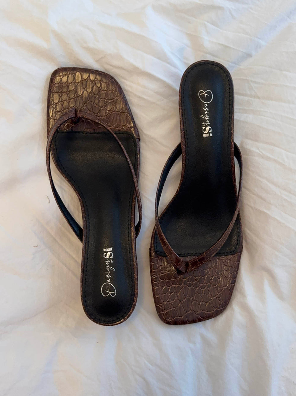 Safine mules med krokodilleprint - Brun