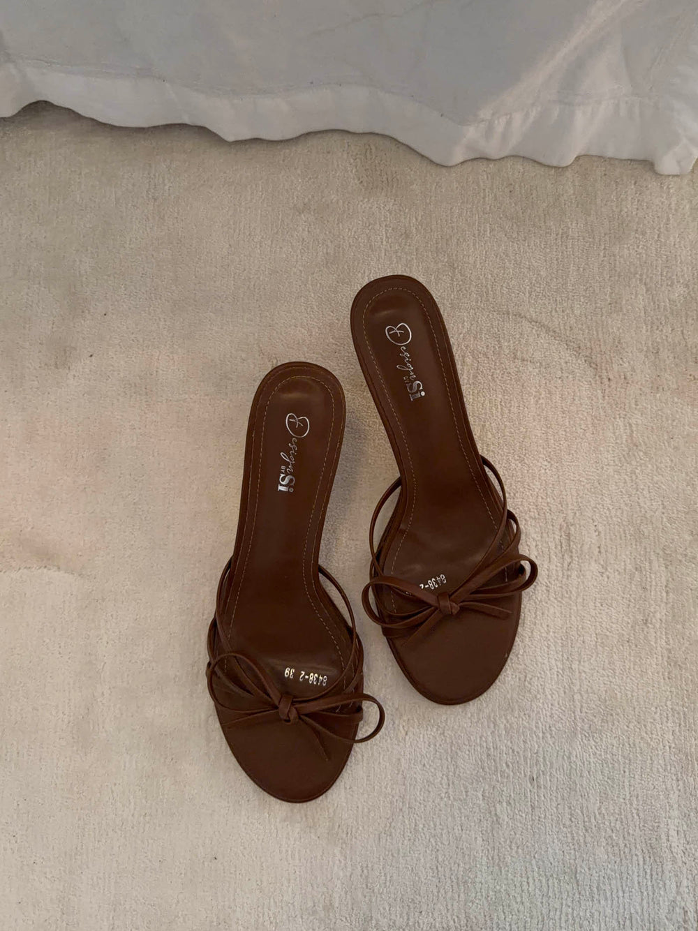 Anna mules med sløjfedetalje - Brun