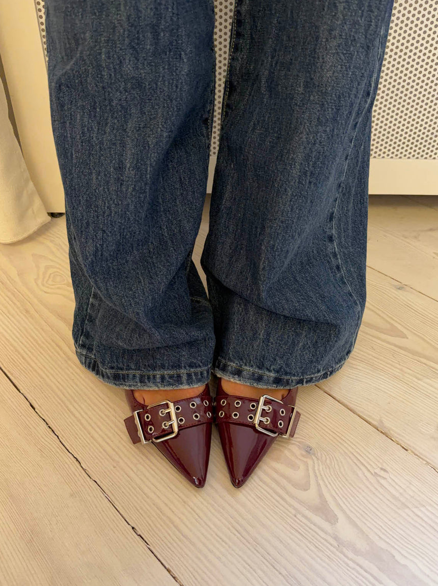 Bobla mules med spænde - Bordeaux