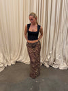 Azelma nederdel i mesh med zebraprint - Brun/beige