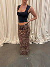 Azelma nederdel i mesh med zebraprint - Brun/beige
