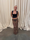 Azelma nederdel i mesh med zebraprint - Brun/beige