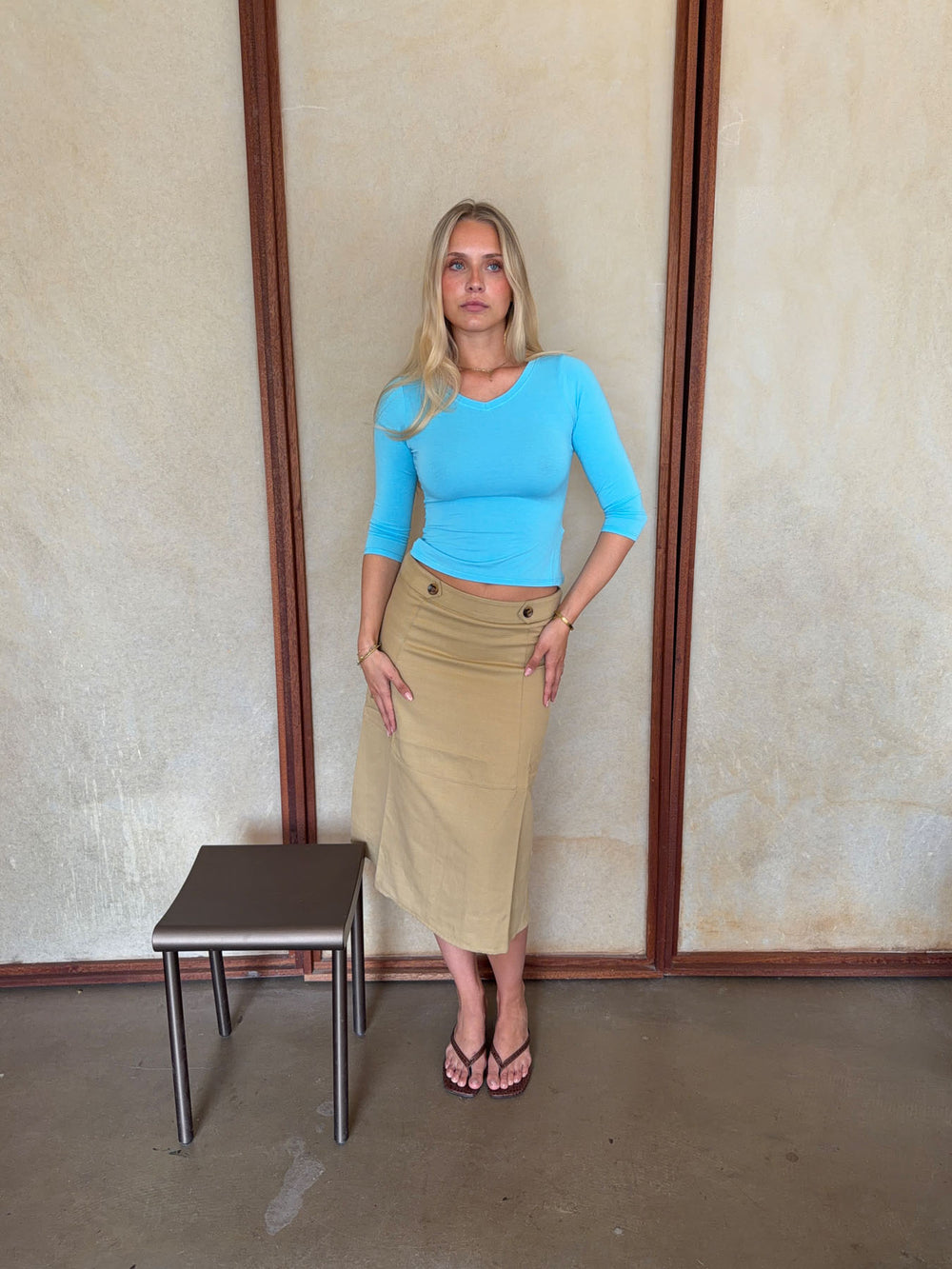 Gulla nederdel med knapper - Beige